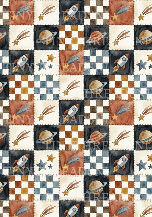 Checkboard Spaceship - PRINT