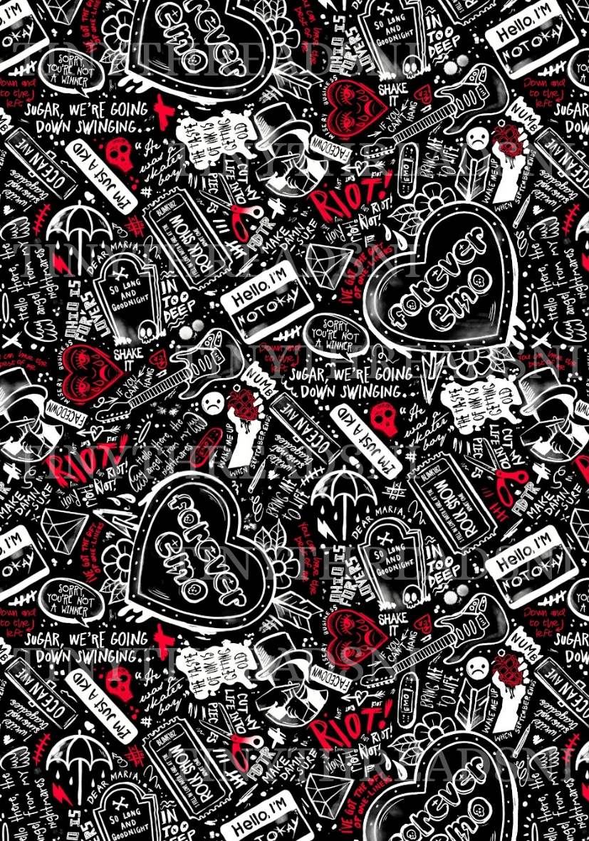 Emo Lyrics Black - PRINT