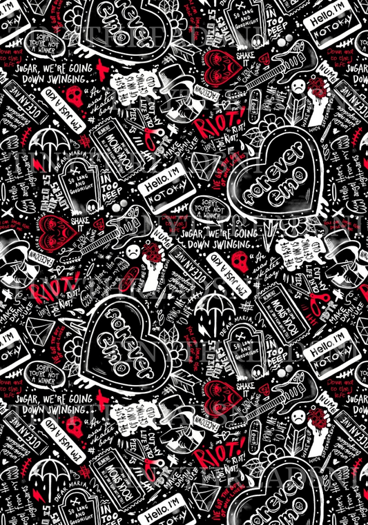 Emo Lyrics Black - PRINT