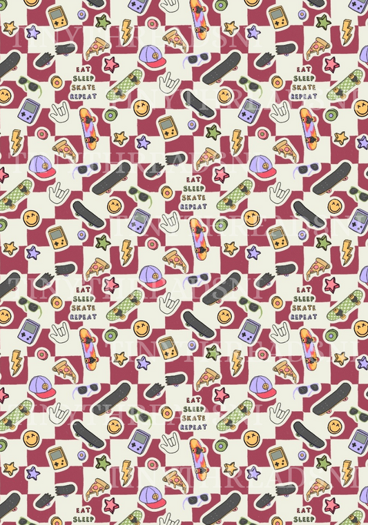 Sk8r Check Mauve - PRINT